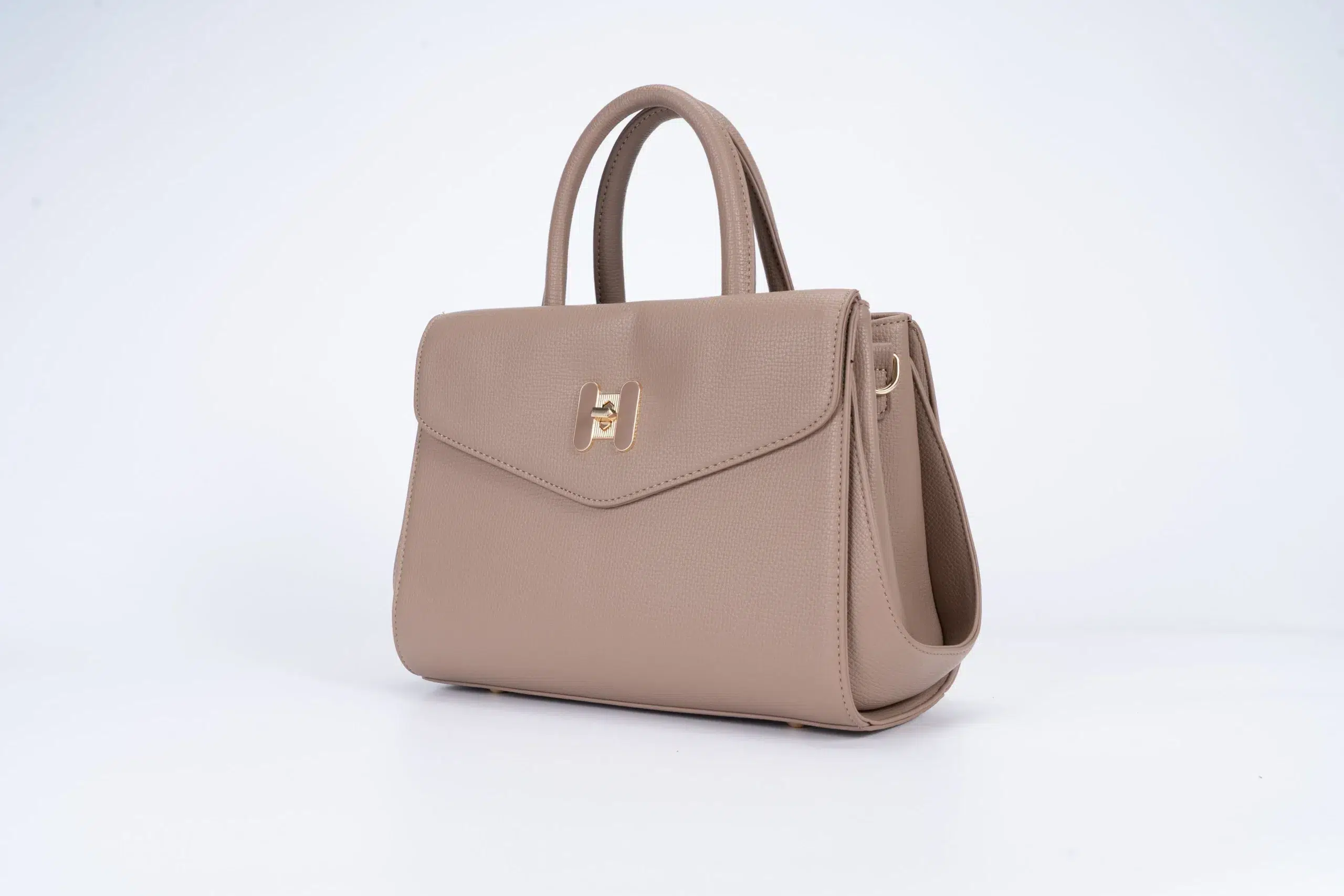 Set of Small Classic Leather Handbag with Wallet - Beige - Image 2