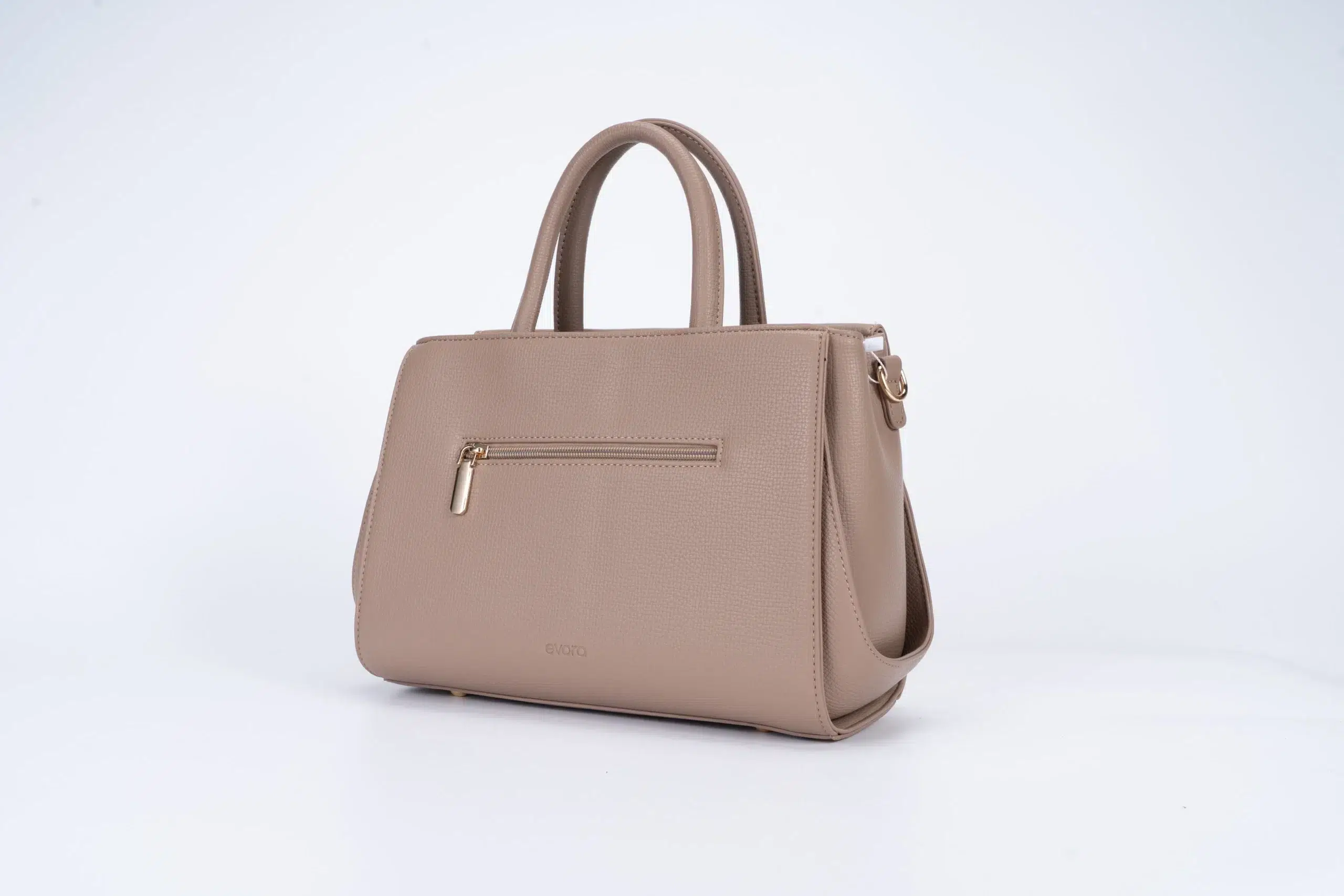 Set of Small Classic Leather Handbag with Wallet - Beige - Image 3