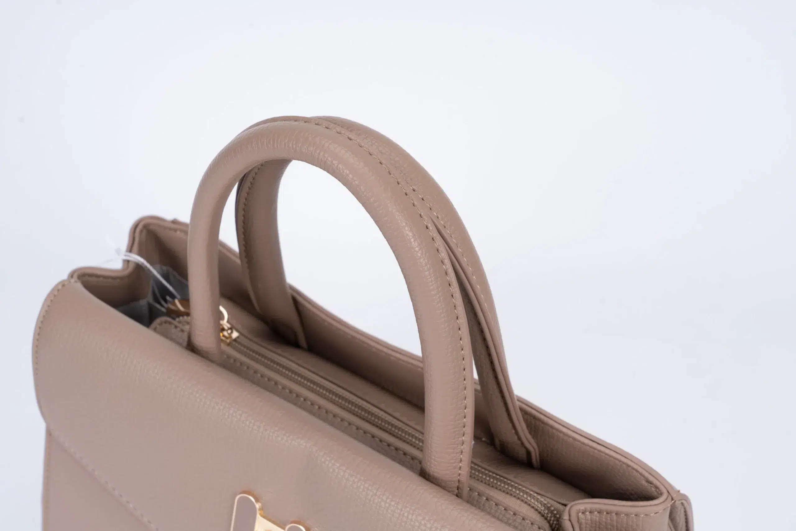 Set of Small Classic Leather Handbag with Wallet - Beige - Image 6