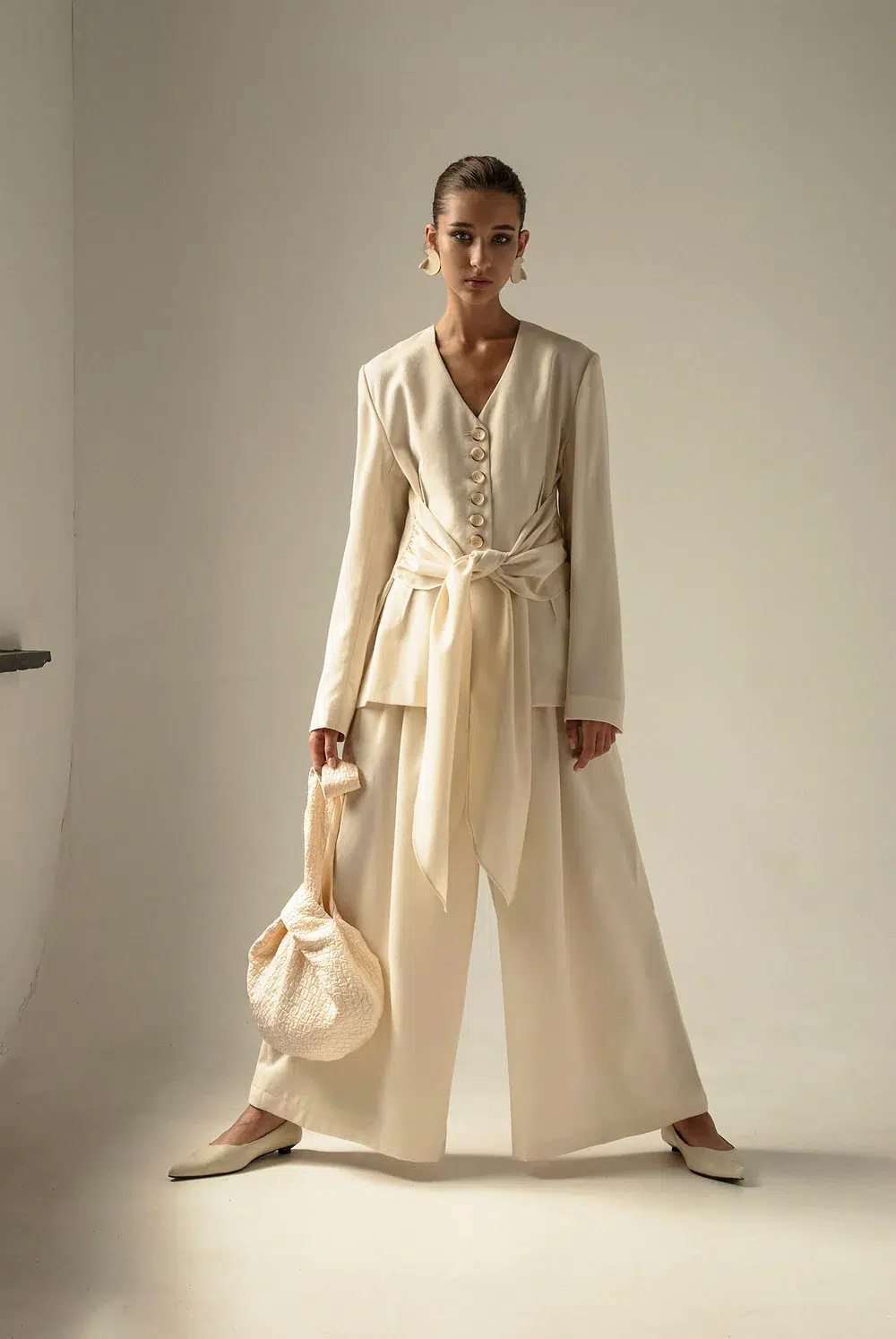 AP014 - Cream Vintage Wool Wide Leg Pants
