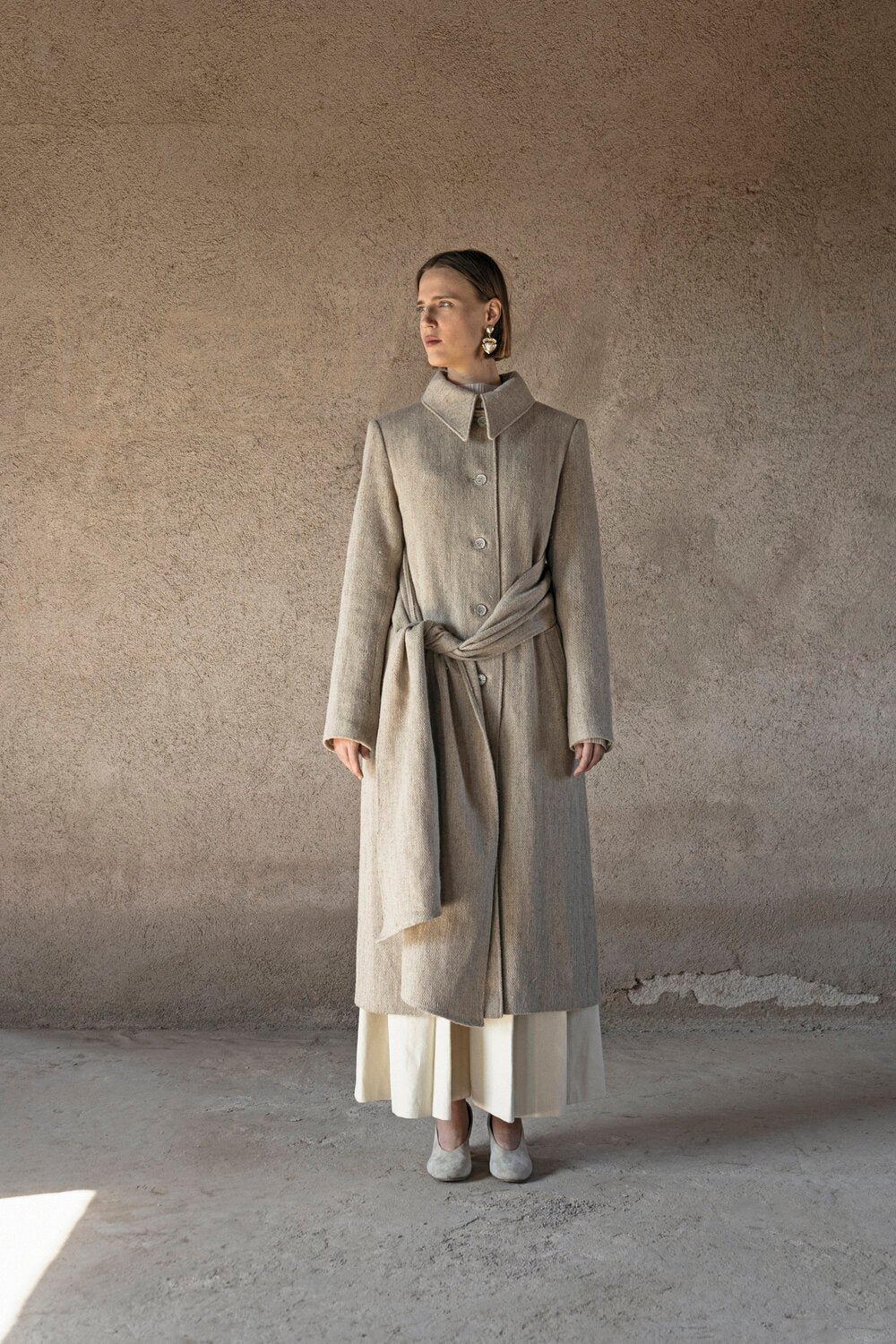 AP003 - Criss Cross Raw Hemp Peasant Coat