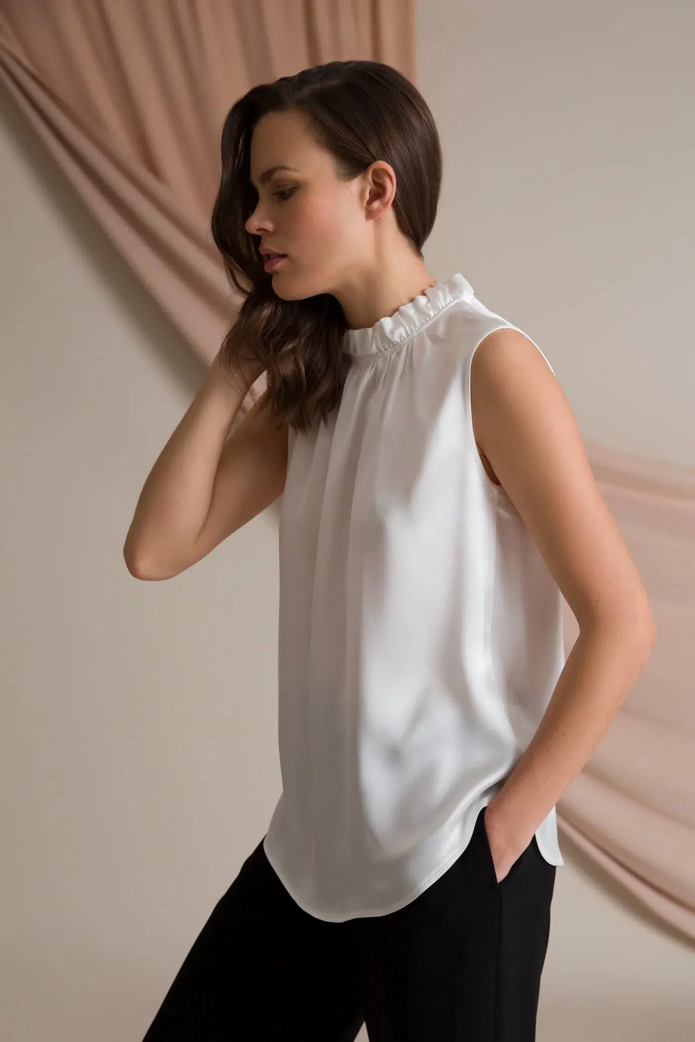 AP002 - Darleen Sleeveless Blouse Soft White